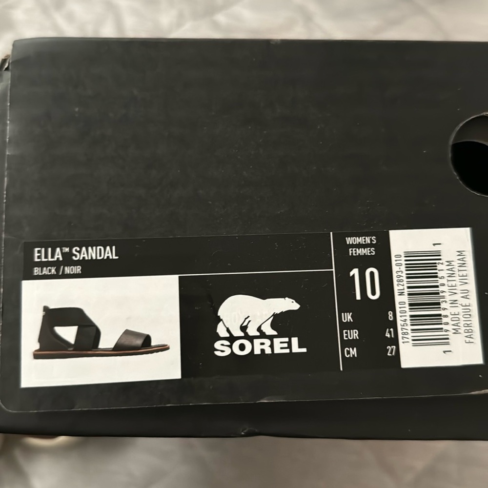 Gently loved Sorel, Ella sandal, black size 10